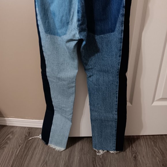 Zara TRF IX'D Makers Patchwork Jeans Size 00 Mid Rise Straight Leg - Picture 4 of 6